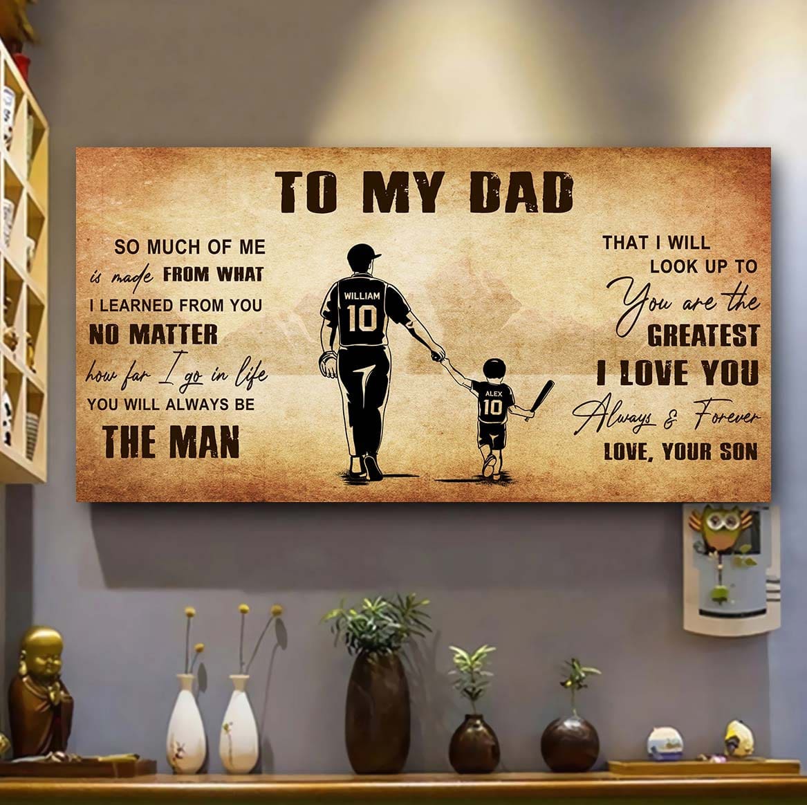 family to my dad - you are the greatest i love you poster canvas from son to father gifts for father