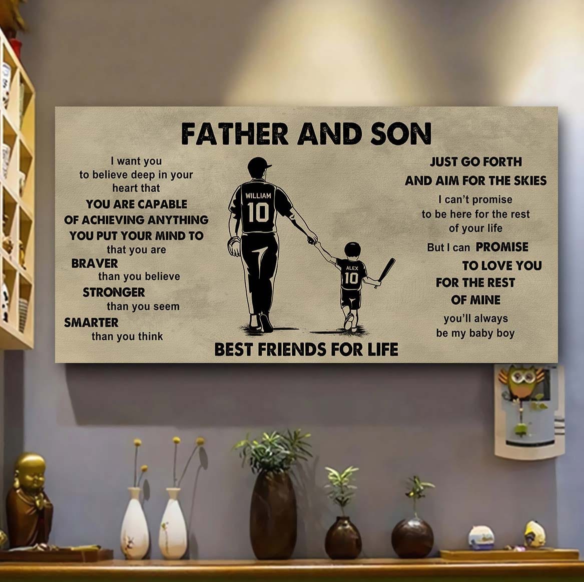 sport - family father and son best friends for life - that you are braver than you believe poster canvas gift for son from father