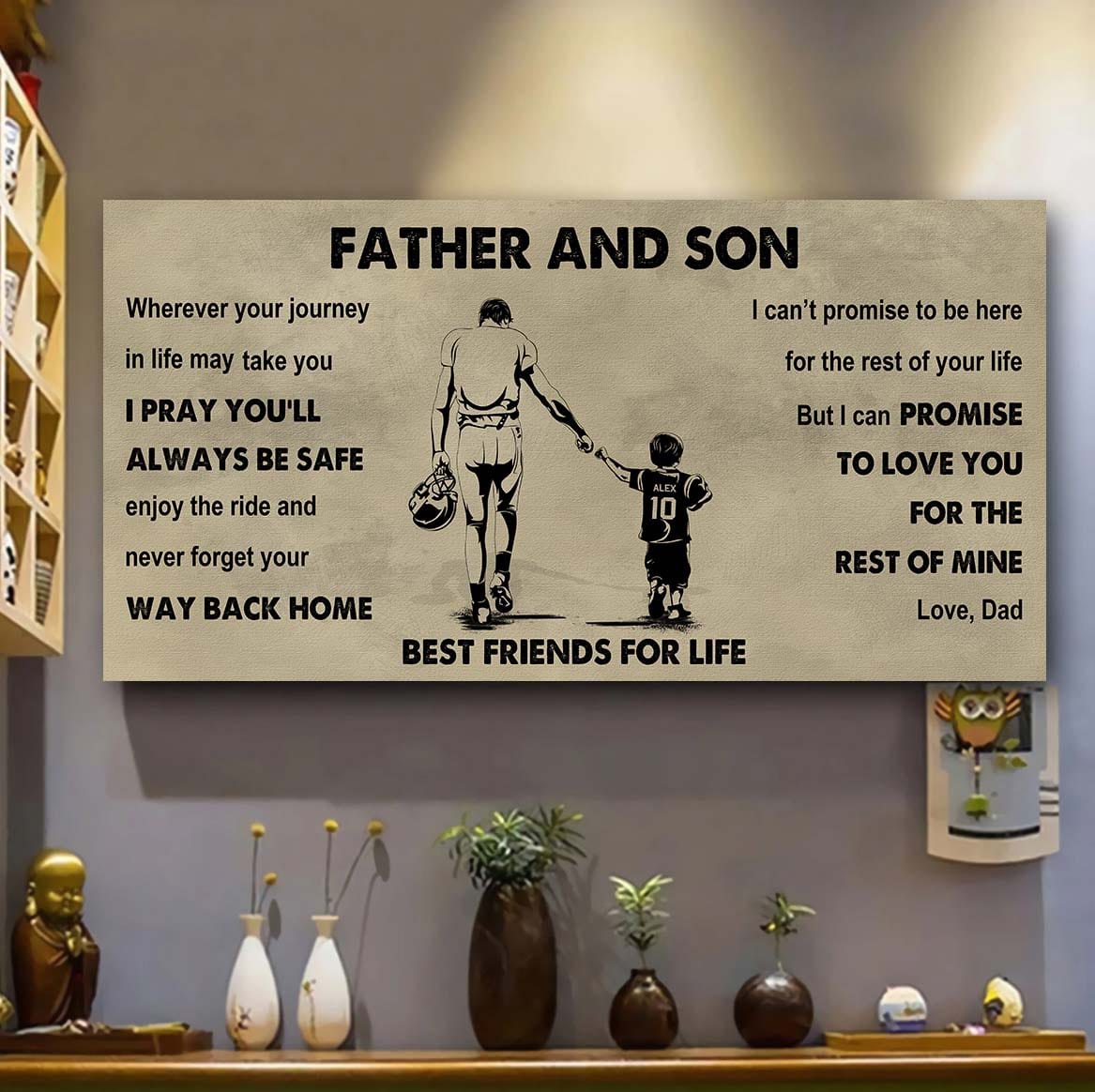 sport-family father and son best friends for life - ver 2 never forget your way back home poster canvas gift for son from father