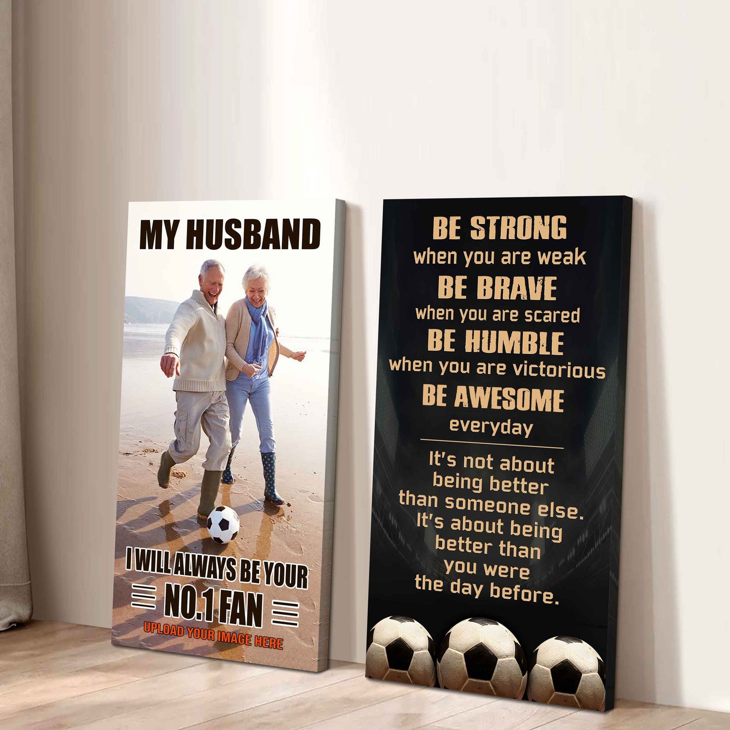 Sport Couple To My Husband Be Strong When You Are Weak Be Awesome Everyday Set 2 Canvas Wall Art