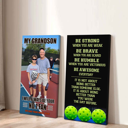 Baseball- My Grandson Be Strong When You Are Weak Be Awesome Everyday Set 2 Canvas Wall Art From Grandpa To Grandson