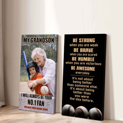 Baseball-My Grandson Be Strong When You Are Weak Be Awesome Everyday Set 2 Canvas Wall Art From Grandma To Grandson
