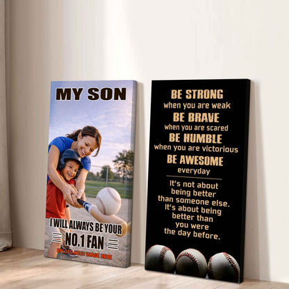 Baseball-My Son Be Strong When You Are Weak Be Awesome Everyday Set 2 Canvas Wall Art From Mom To Son