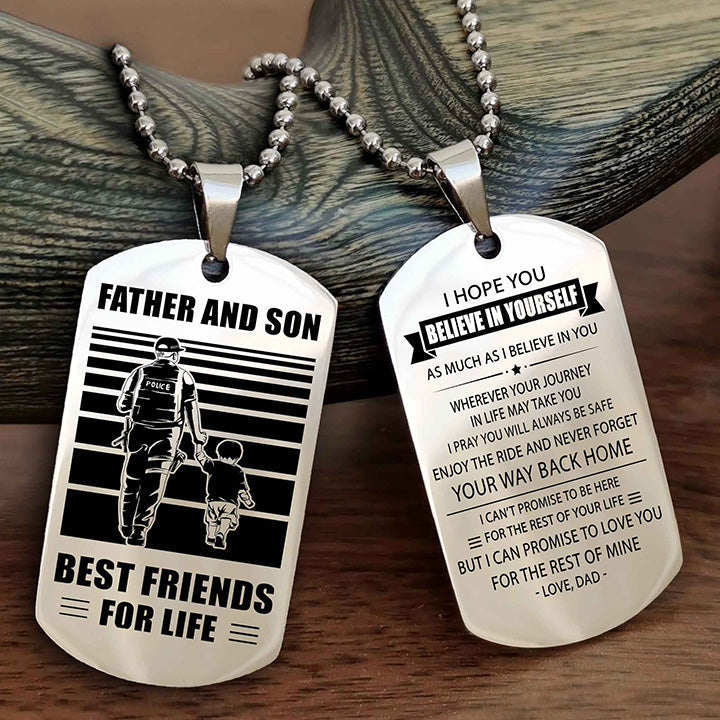 cowboy personalized double sided dog tag to my son i love you - enjoy the ride and never forget your way back home from