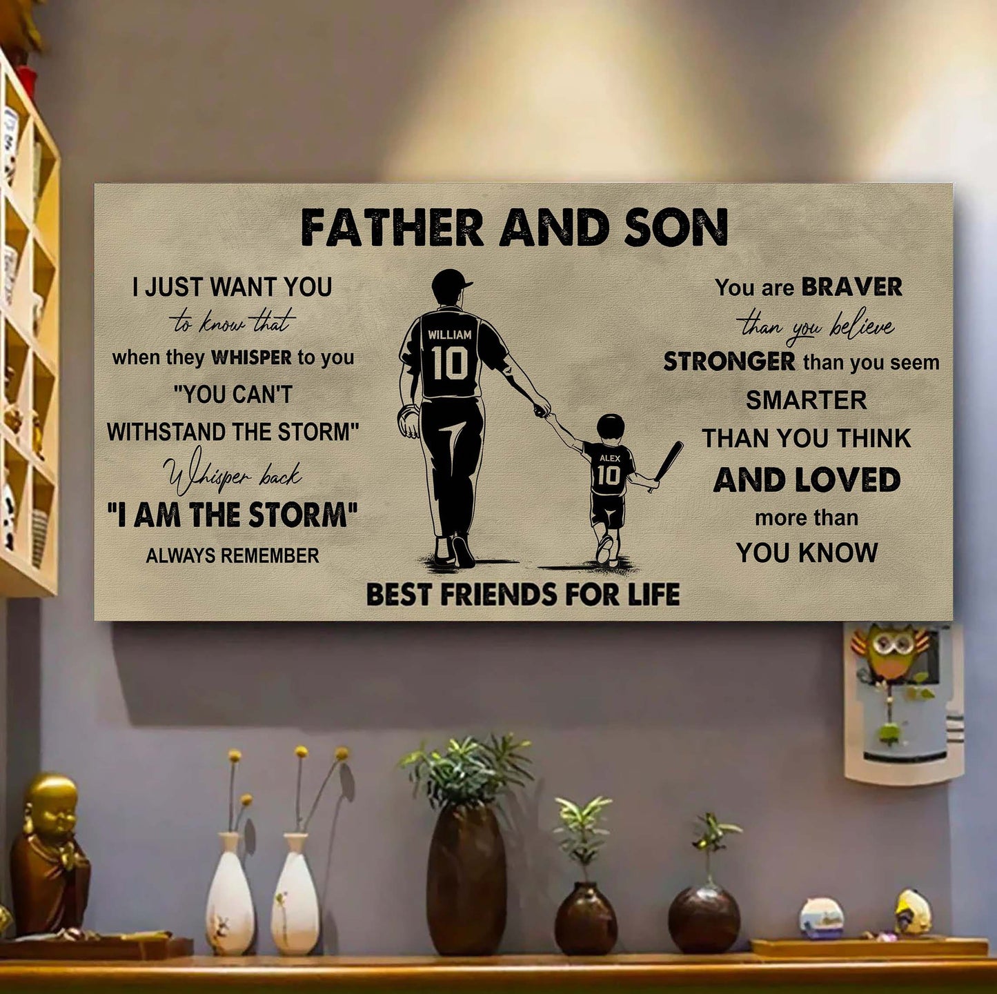 hockey father and son best friends for life - i am the storm poster canvas gift for son from father