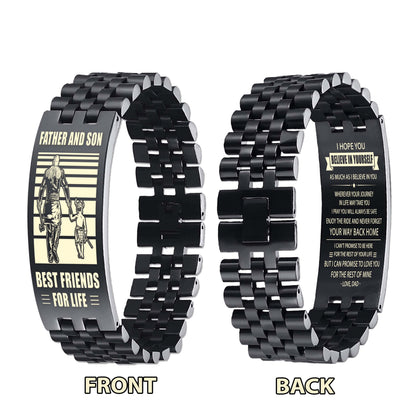 GK STO Personalized Double Sided Bracelet Father And Son Best Friends For Life - Message on the back side