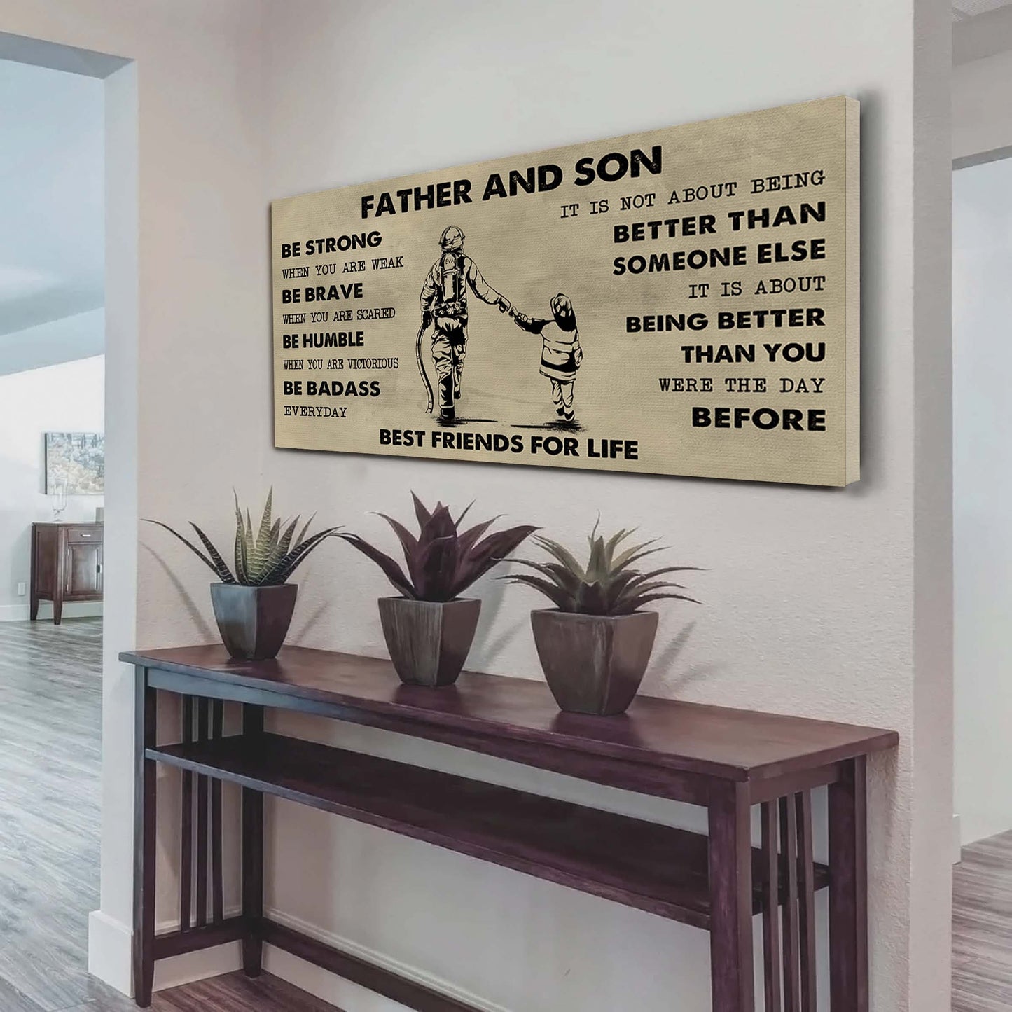 ver 2 vgt father and son best friends for life - be strong when you are weak poster canvas gift for son from father-photo upload