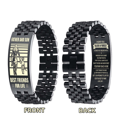 Samurai Personalized Double Sided Bracelet Father And Son Best Friends For Life - Message on the back side