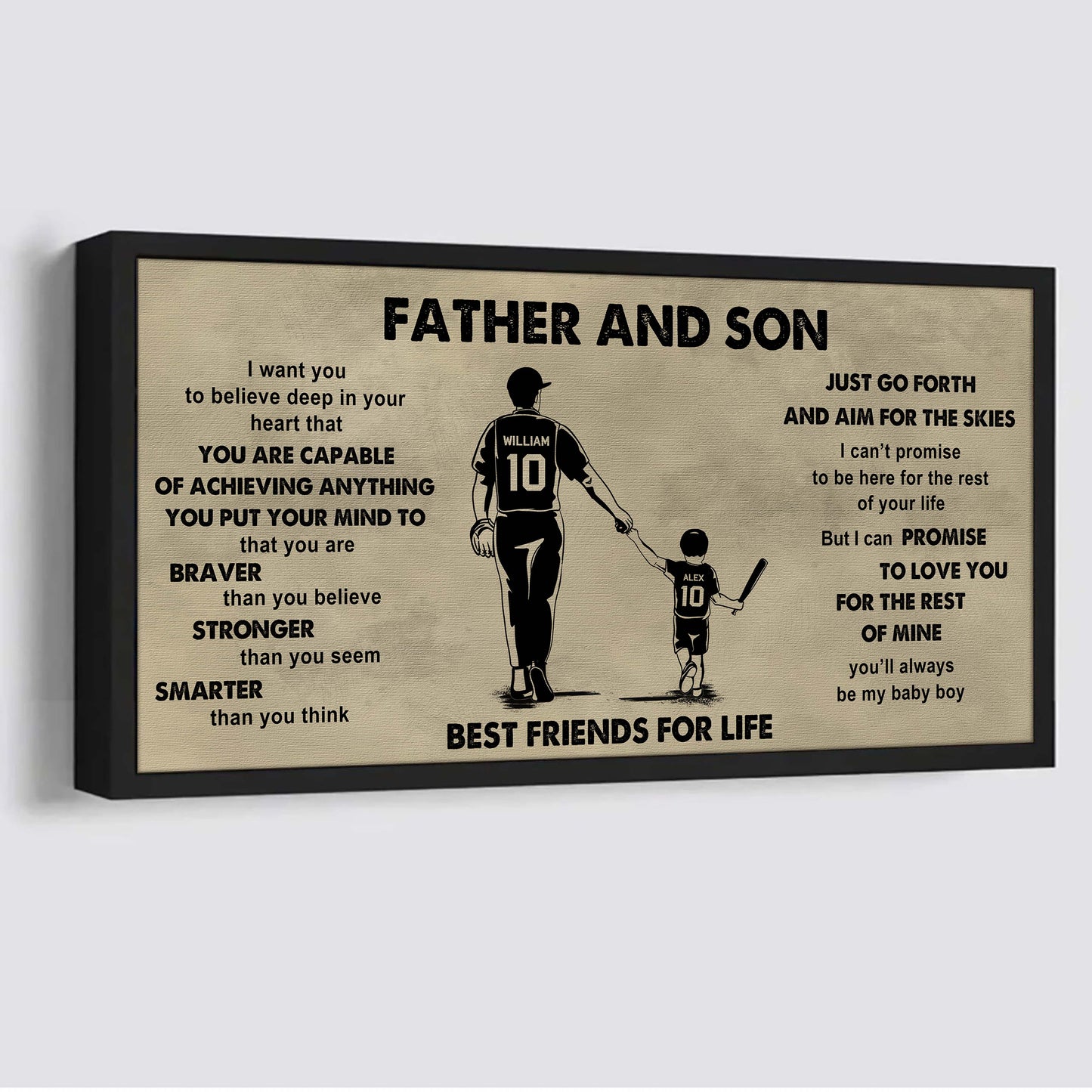 family father and son best friends for life - that you are braver than you believe poster canvas gift for son from father