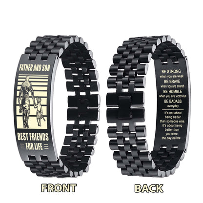 Samurai Personalized Double Sided Bracelet Father And Son Best Friends For Life - Message on the back side