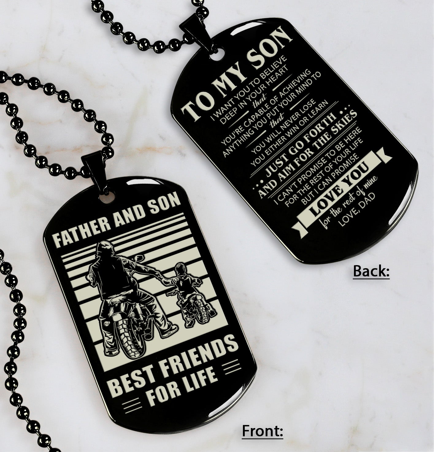 hm12 - customizabled double sided dog tag father and son best friends for life