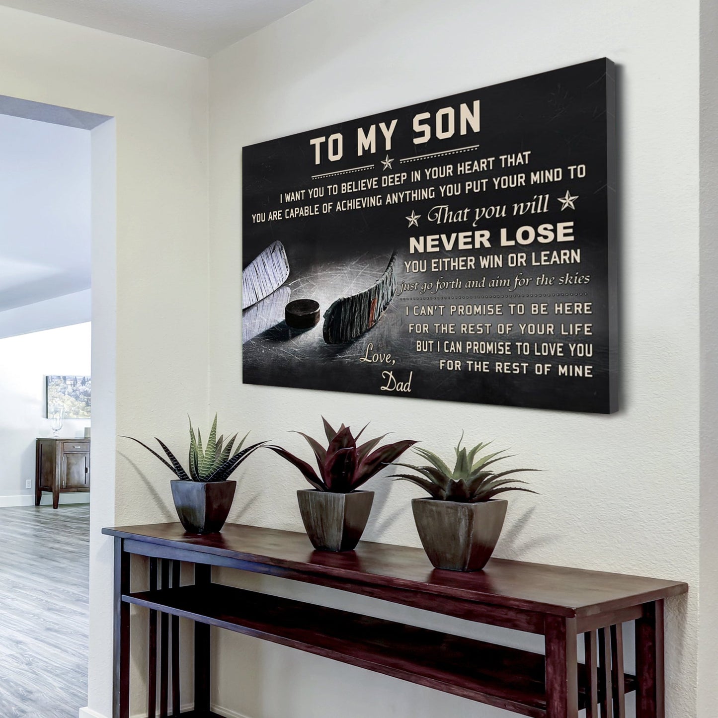 customizable hockey poster canvas - you will never lose you either win or learn i can promise to love you for the rest of mine