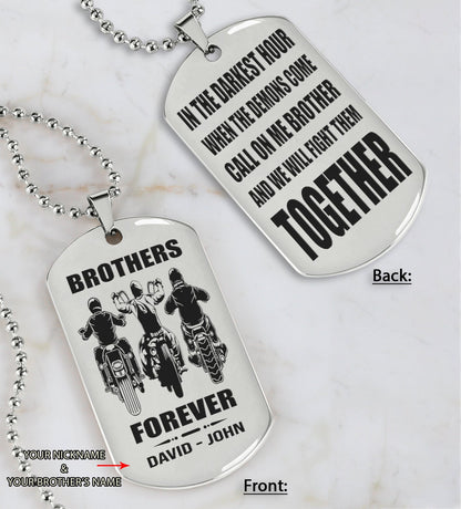 All Team engraved double sided dog tag call on me brother gift for brother dog tag for brother