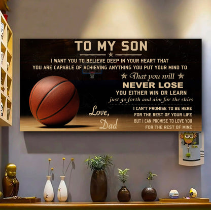 Customizable basketball poster – dad to son - never lose