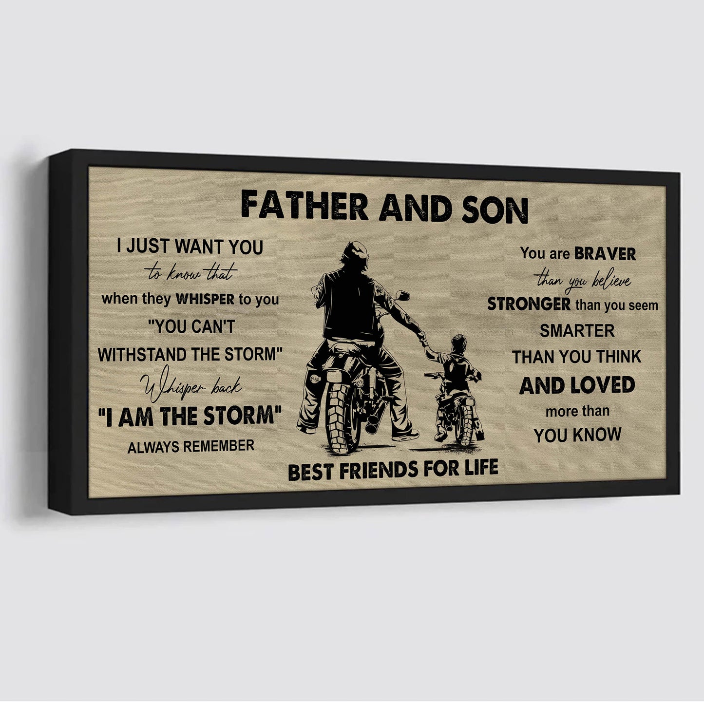 drb father and son best friends for life - i am the storm poster canvas gift for son from father