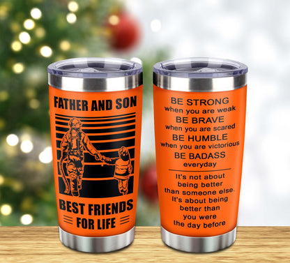 Customizable DRB tumbler, gifts from Dad To Son Father And Son Best Friend For Life With Inspriration Message