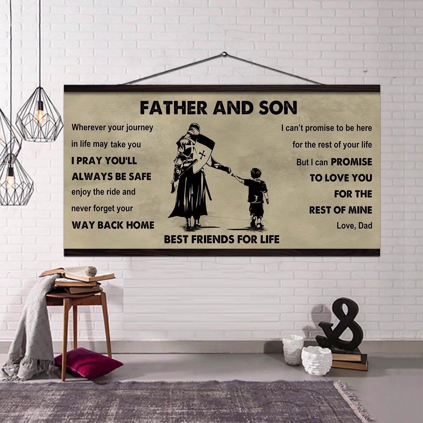 family-photo upload father and daughter best friends for life - ver 2 never forget your way back home poster canvas gift for son from father