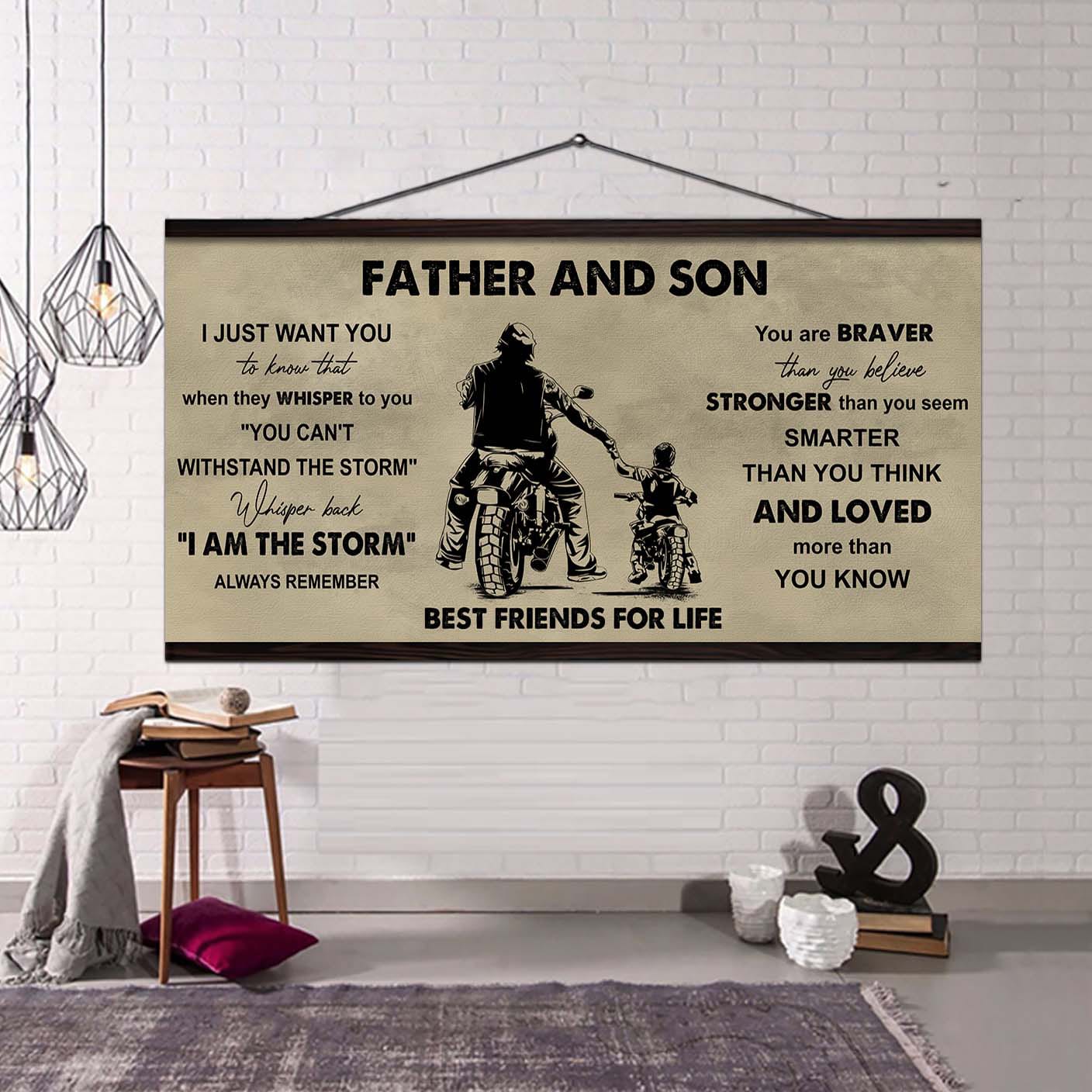 soccer father and son best friends for life - i am the storm poster canvas gift for son from father