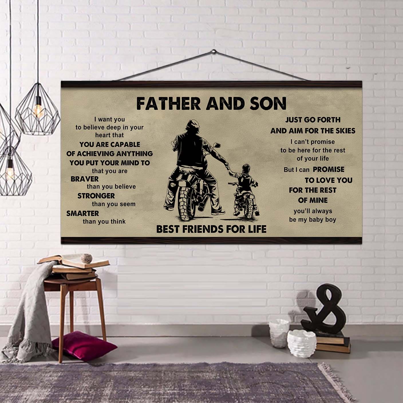 drb gk father and son best friends for life  - that you are braver than you believe poster canvas gift for son from father