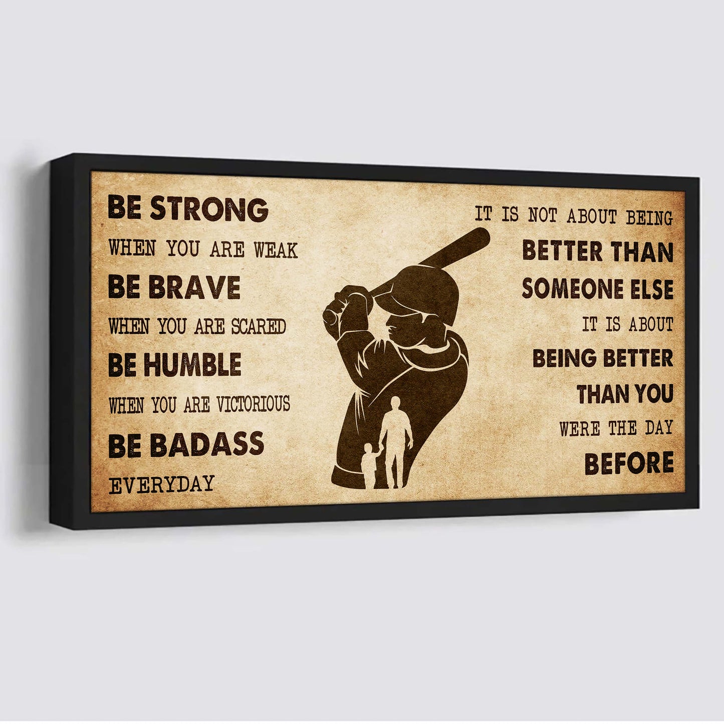 drb poster canvas from dad to daughter it is not about being better than someone else - be strong when you are weak be badass everyday