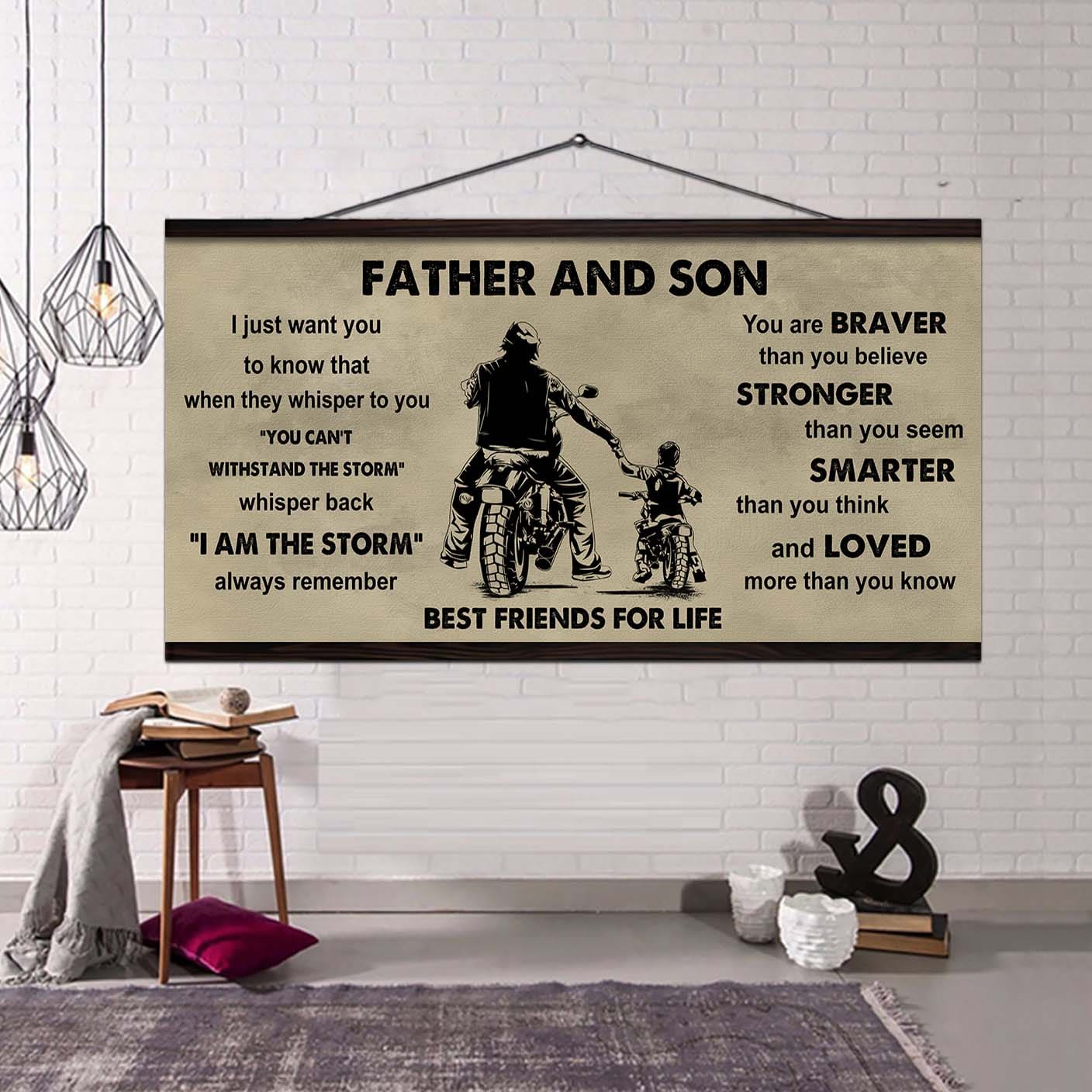 ver 2 drb vgt father and son best friends for life - i am the storm poster canvas gift for son from father