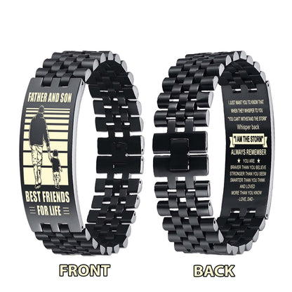 GK STO Personalized Double Sided Bracelet Father And Son Best Friends For Life - Message on the back side
