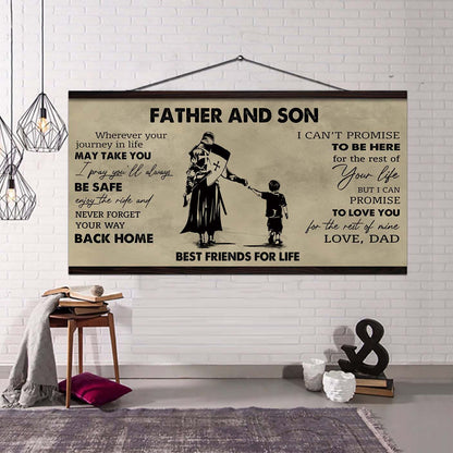 DRB Father And Son Best Friends For Life - Never Forget Your Way Back Home Poster Canvas Gift For Son From Father-Photo Upload