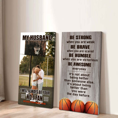 Baseball- Couple To My Husband Be Strong When You Are Weak Be Awesome Everyday Set 2 Canvas Wall Art