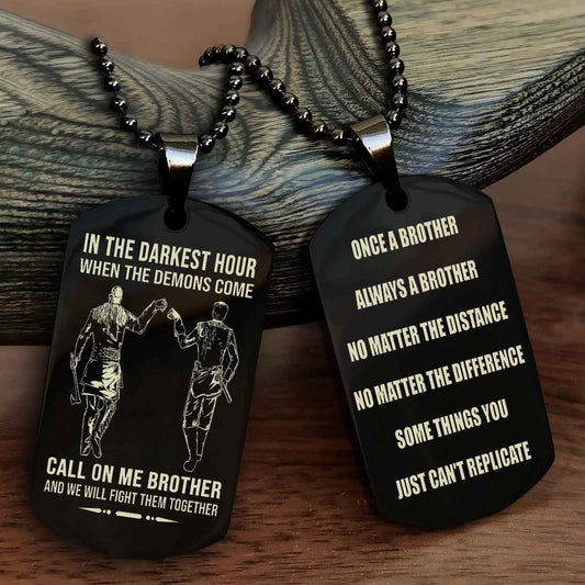 Viking Customizable engraved dog tag double sided gift from brother Once A Brother Always A Brother