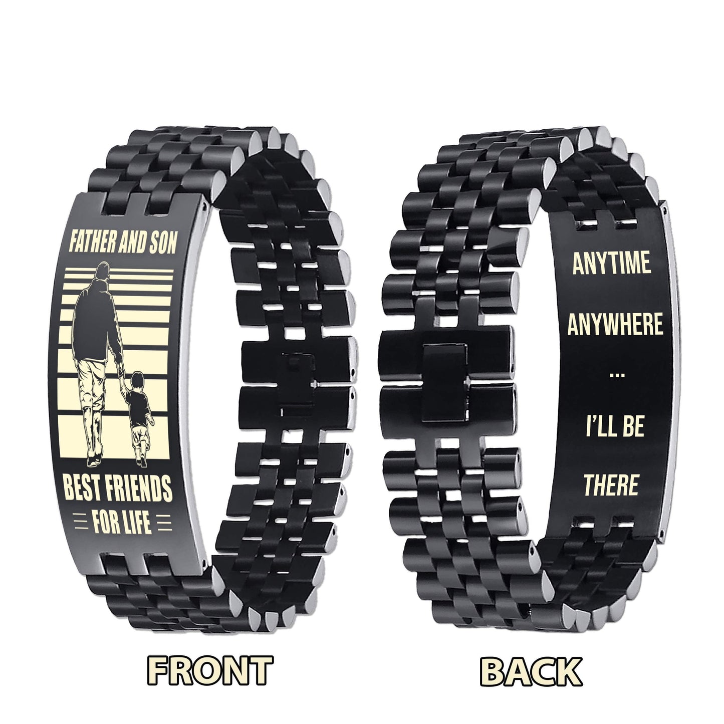 wbh biker personalized double sided bracelet father and son best friends for life - message on the back side