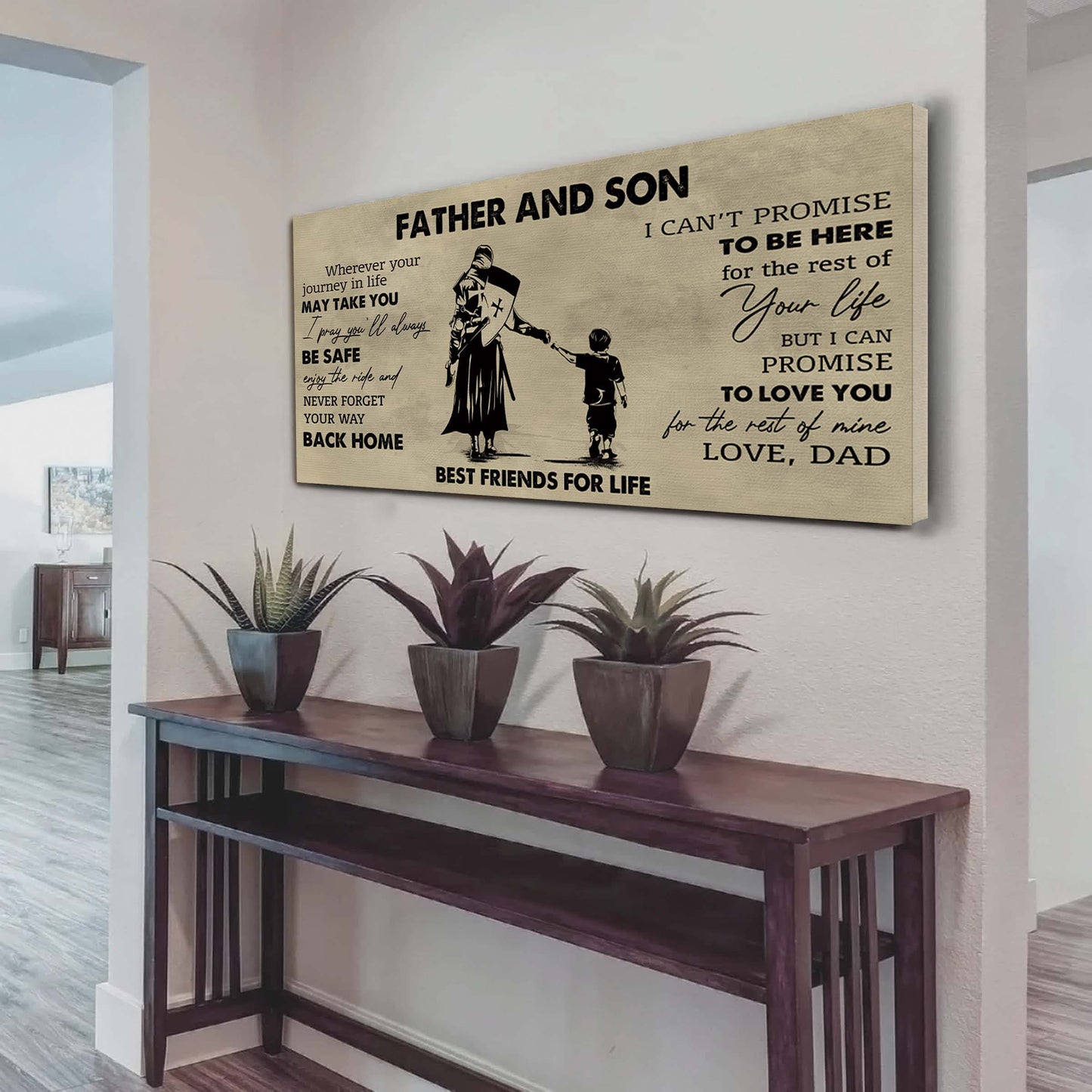 drb father and son best friends for life - never forget your way back home poster canvas gift for son from father