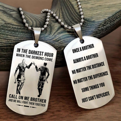 Viking Customizable engraved dog tag double sided gift from brother Once A Brother Always A Brother