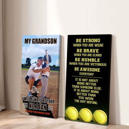 Baseball- My Grandson Be Strong When You Are Weak Be Awesome Everyday Set 2 Canvas Wall Art From Grandpa To Grandson
