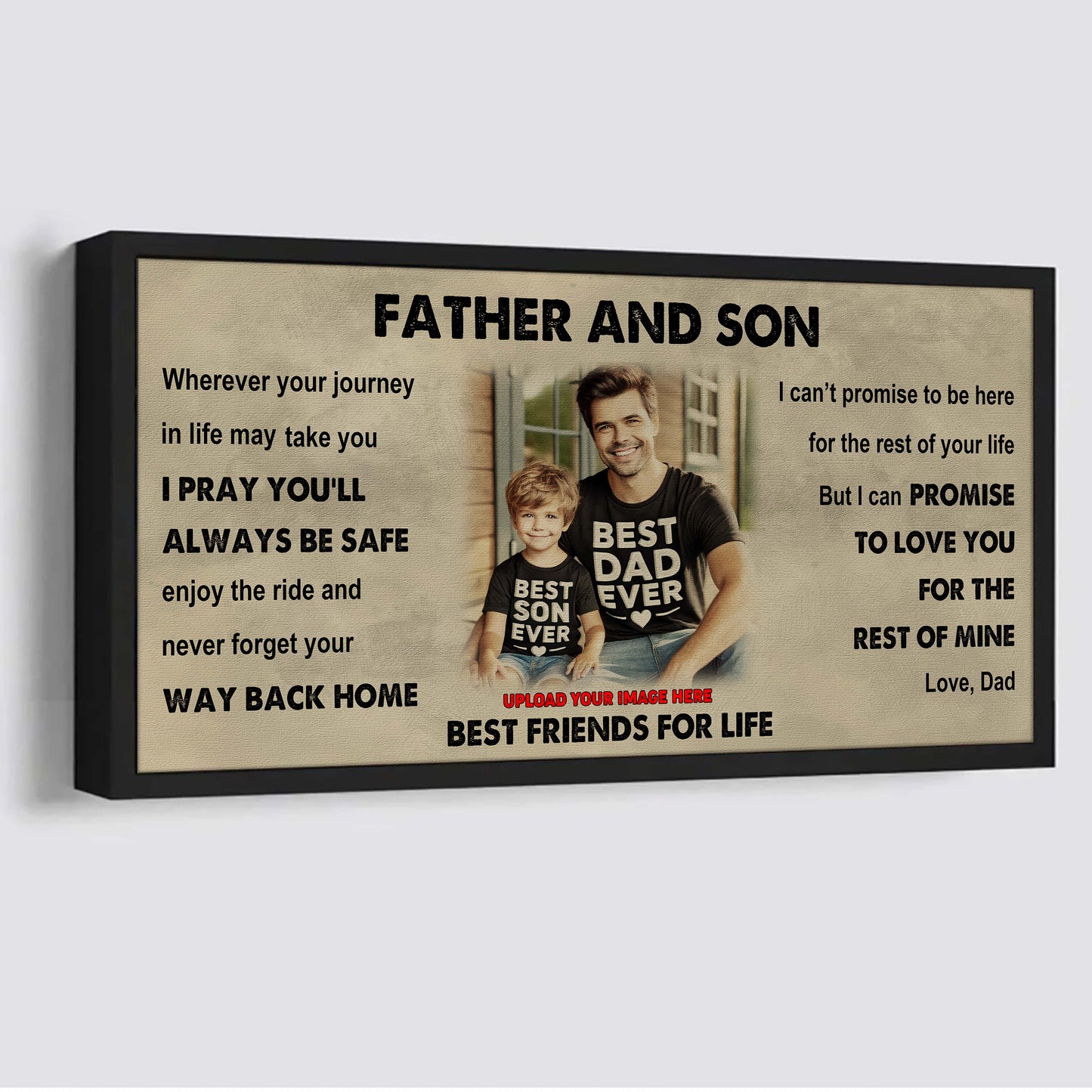 drb vgt father and son best friends for life - ver 2 never forget your way back home poster canvas gift for son from father