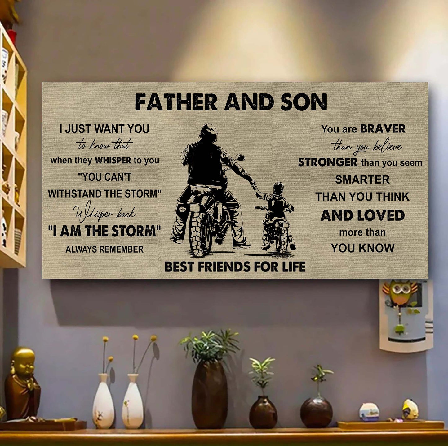 viking father and son best friends for life - i am the storm poster canvas gift for son from father