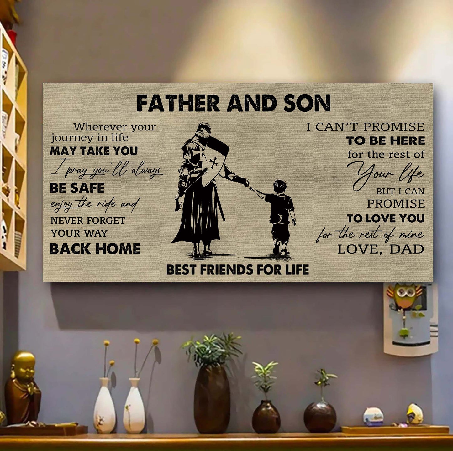 drb father and son best friends for life - never forget your way back home poster canvas gift for son from father