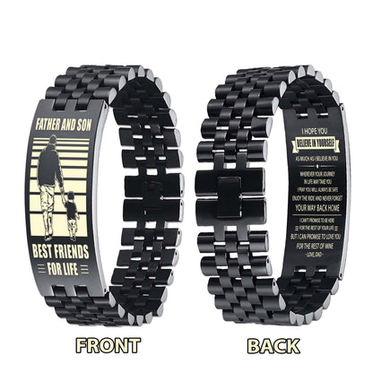 GK STO Personalized Double Sided Bracelet Father And Son Best Friends For Life - Message on the back side