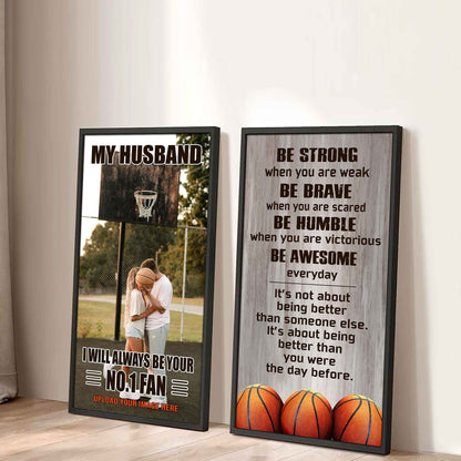Baseball- Couple To My Husband Be Strong When You Are Weak Be Awesome Everyday Set 2 Canvas Wall Art