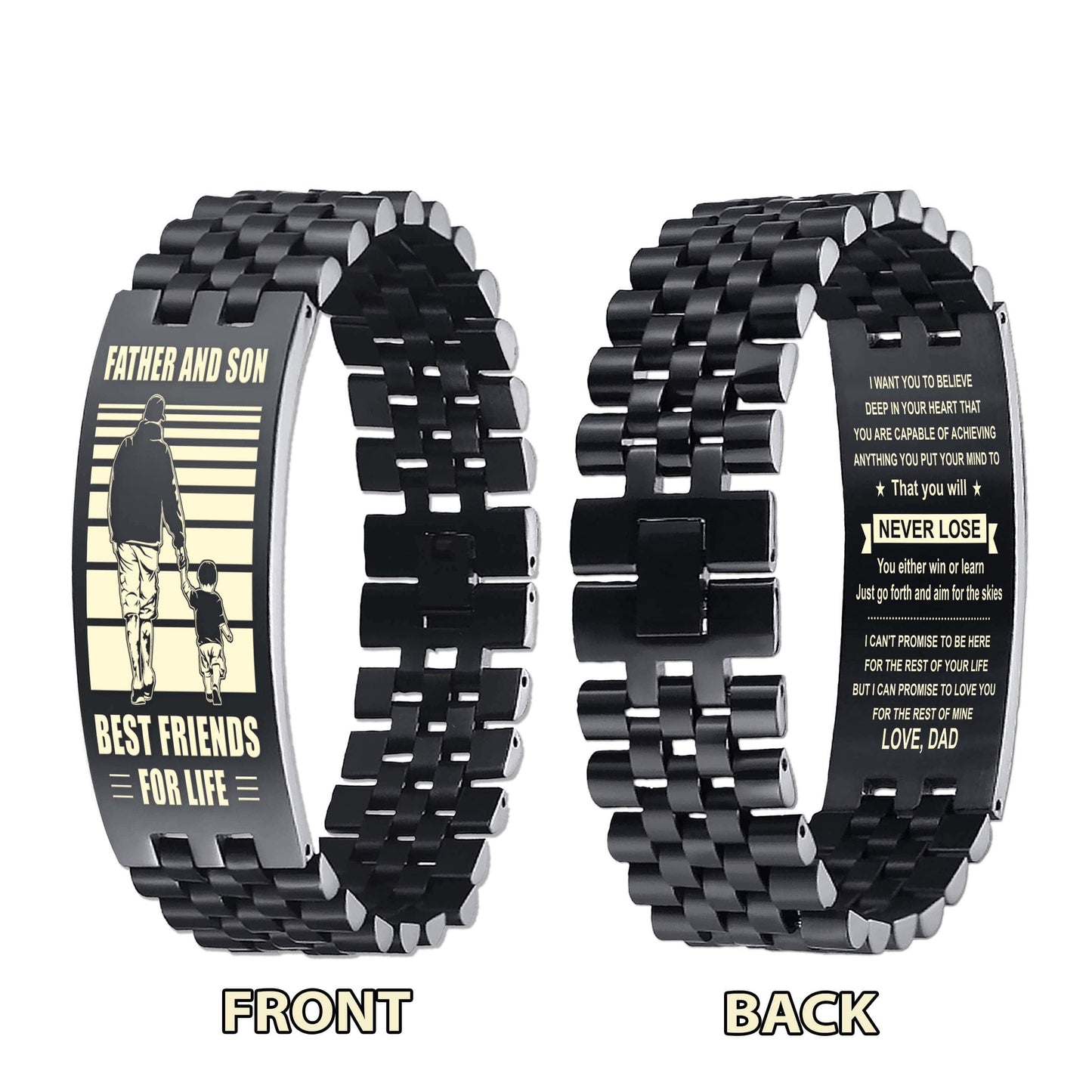 sto biker personalized double sided bracelet father and son best friends for life - message on the back side