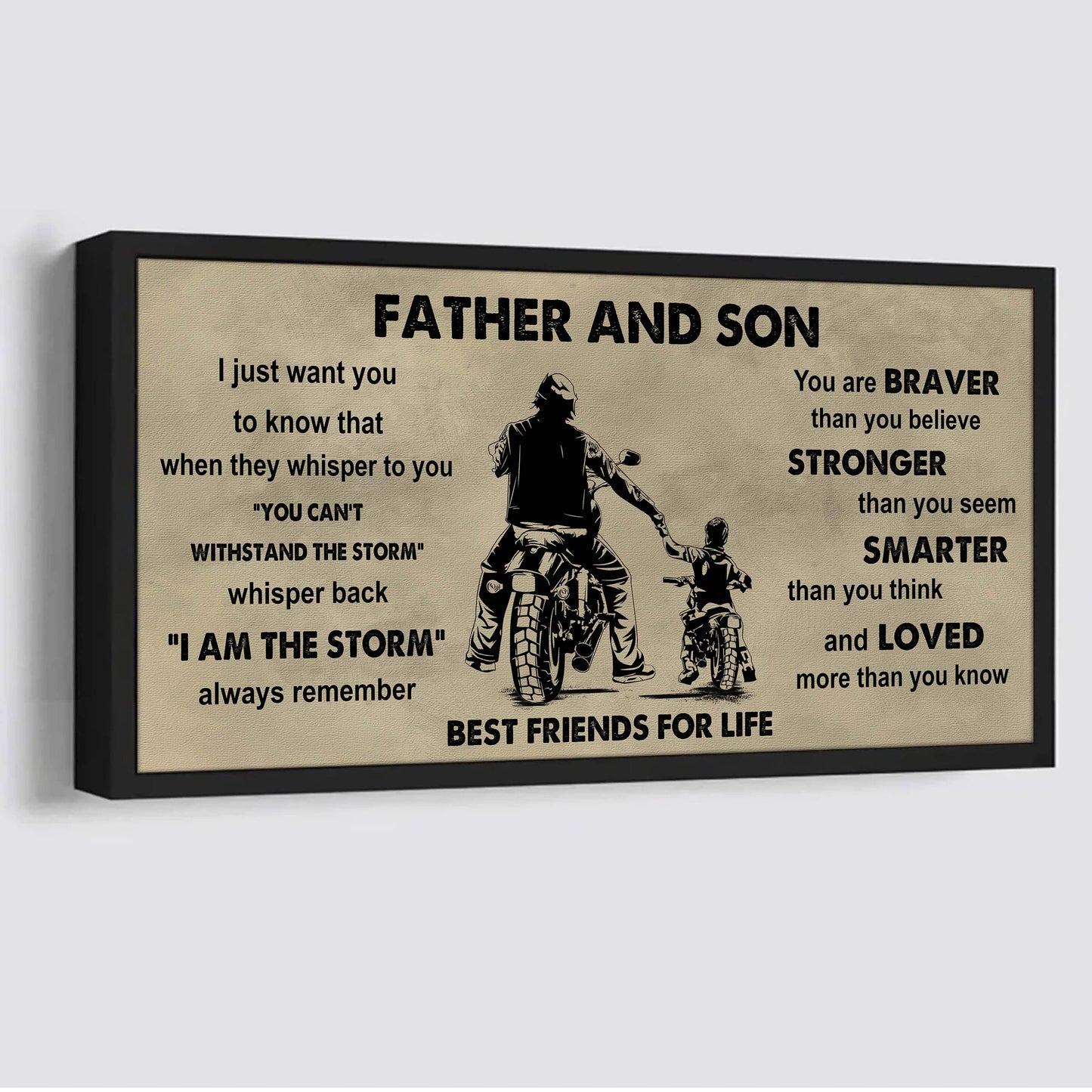 ver 2 family father and son best friends for life - i am the storm poster canvas gift for son from father