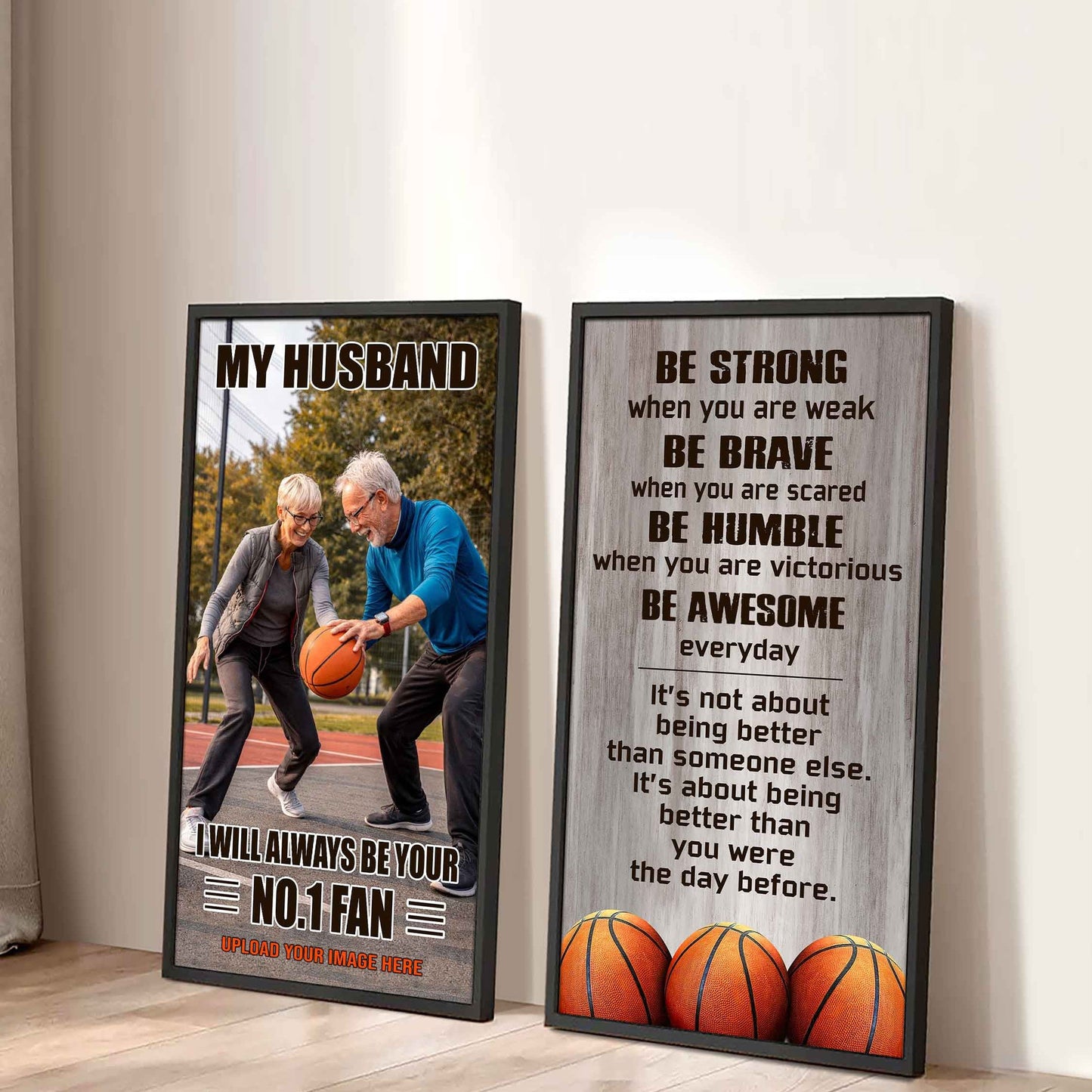 Sport Couple To My Husband Be Strong When You Are Weak Be Awesome Everyday Set 2 Canvas Wall Art