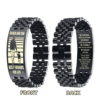 Samurai Personalized Double Sided Bracelet Father And Son Best Friends For Life - Message on the back side