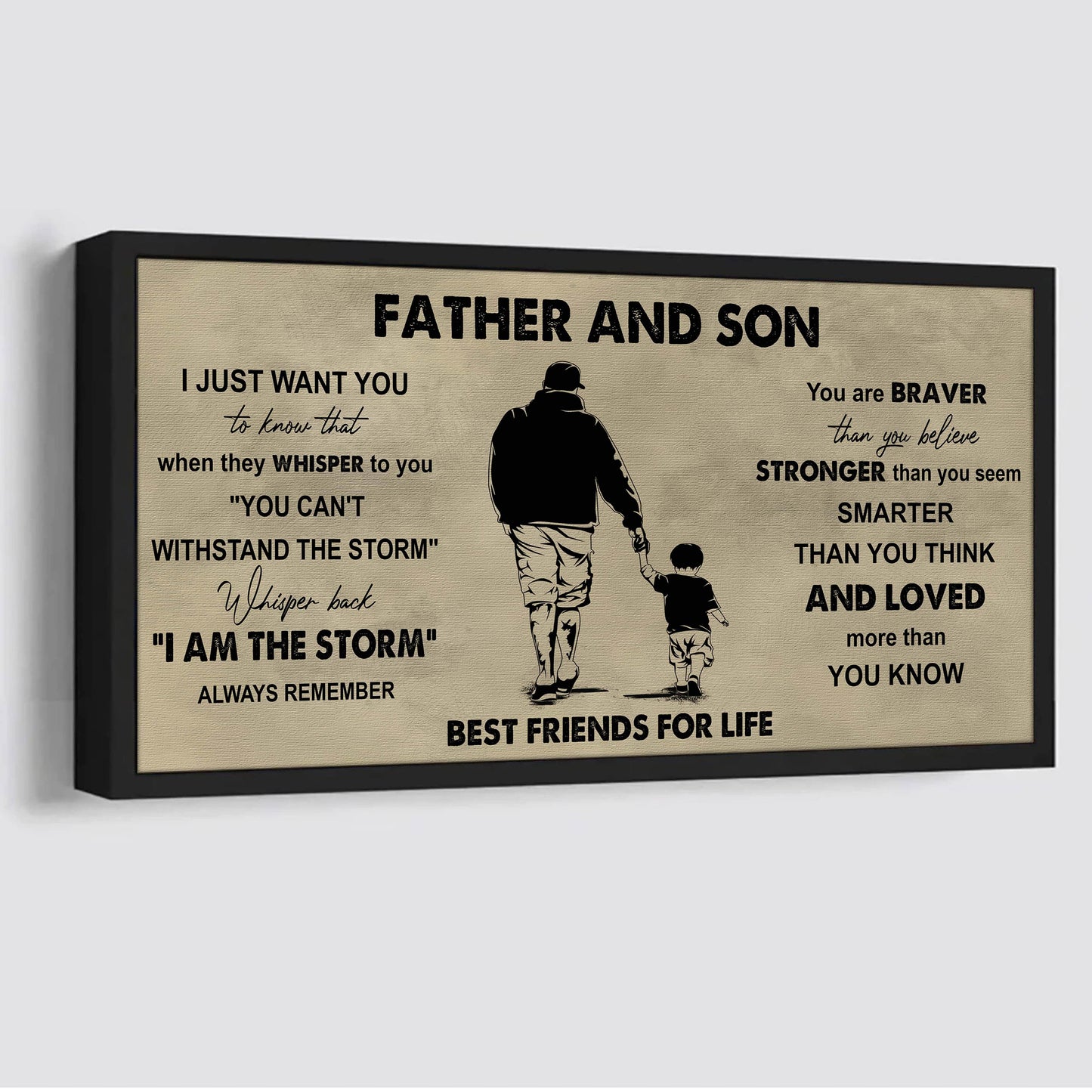 soccer father and son best friends for life - i am the storm poster canvas gift for son from father