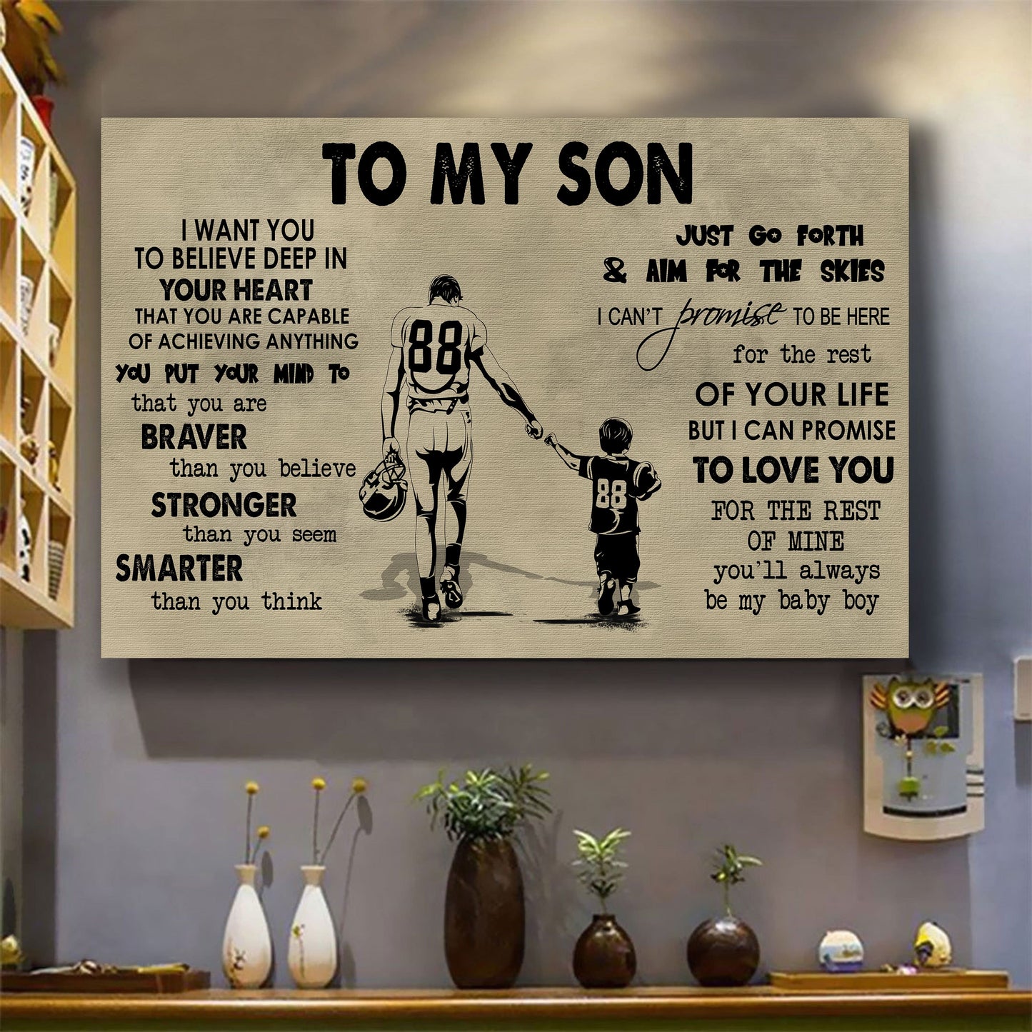 canvas poster dad to son you are braver than you believe you'll always be my baby boy