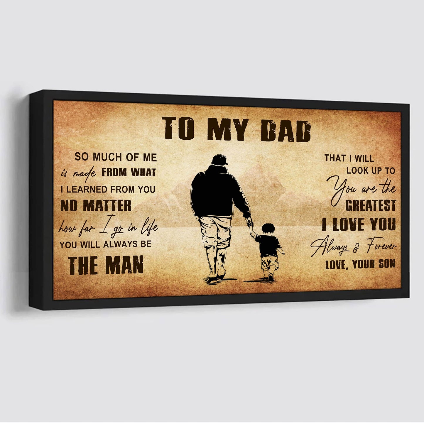 drb to my dad - you are the greatest i love you  poster canvas gift for father from son