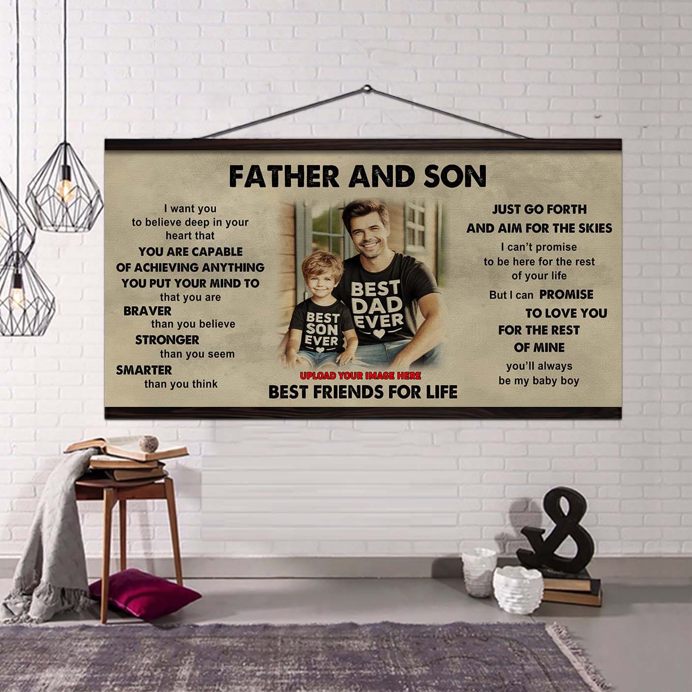 drb gk father and son best friends for life  - that you are braver than you believe poster canvas gift for son from father