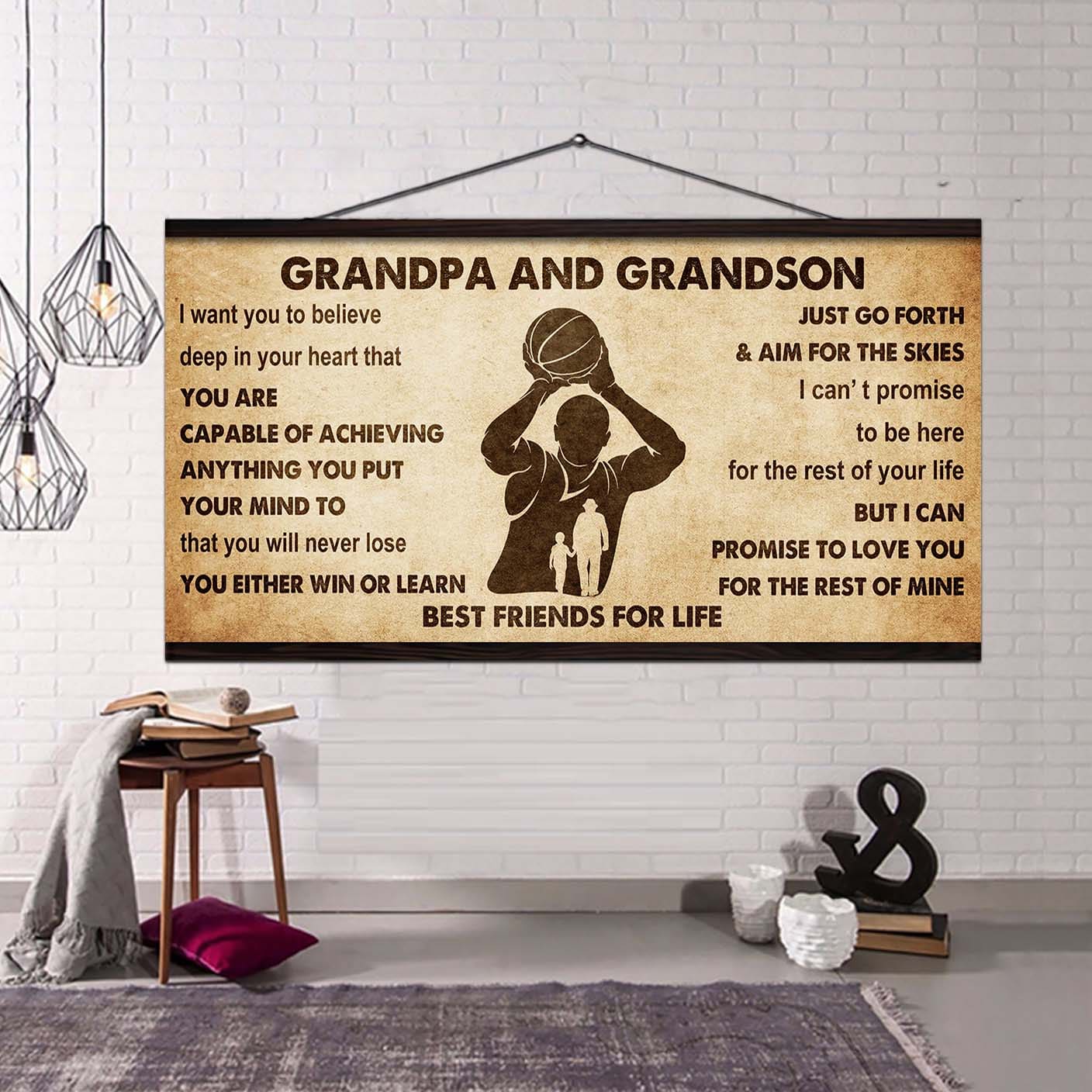 personalized grandpa to grandson poster canvas father and son best friends for life - message for your grandson gifts for him