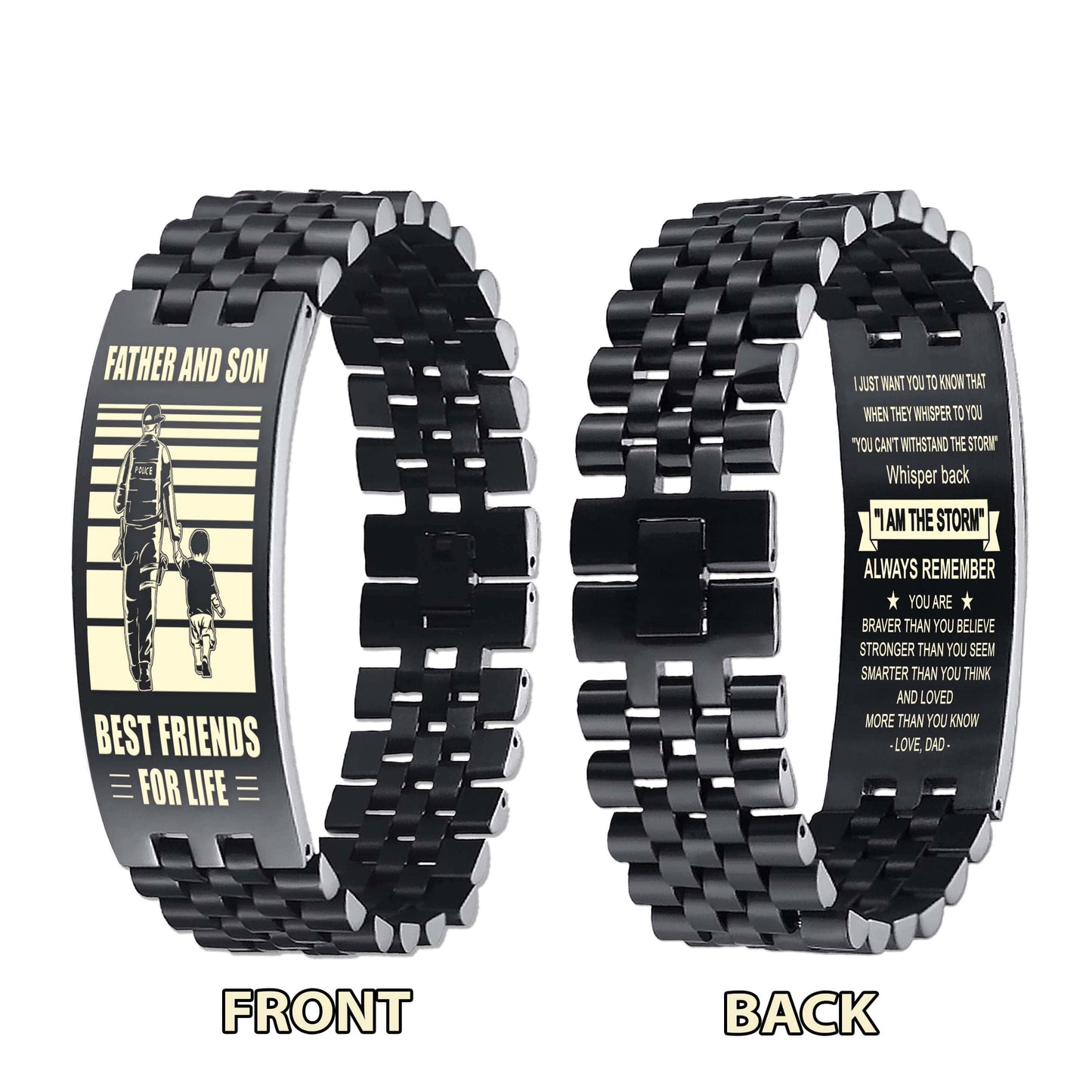 sto vikings personalized double sided bracelet father and son best friends for life - message on the back side