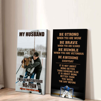 Baseball- Couple To My Husband Be Strong When You Are Weak Be Awesome Everyday Set 2 Canvas Wall Art