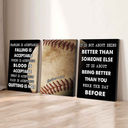 No Quitting – Volleyball Athlete Mindset | 3-Piece Motivational Canvas Wall Art